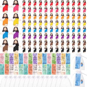 100 Sets Mini Jesus Figurines Bulk Little Jesus Figures Tiny Jesus Toys Christ Savior Jesus Doll with 100 Cards 100 Bags for Religious Party Favors Sunday School Baptism Gift(Classic Style)