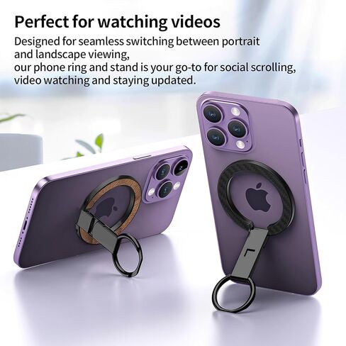 Metal Phone Ring Grip， Magnetic Phone Ring Holder，Thin Phone Kickstand Compatible with Finger Loop, Bling Phone Ring Stand for Mag Safe iPhone 16/15/14/13/12 Series（Glitter Silver Diamond） in Saudi Arabia