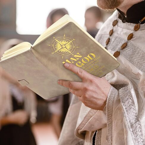 4 Pcs Baptism Gifts for Men Pastor Gifts Includes Man of God Pastor Leather Journal Notebook Christian Pen Religious Compass with Presentation Box Dad Priests Ministers Gifts in Kuwait