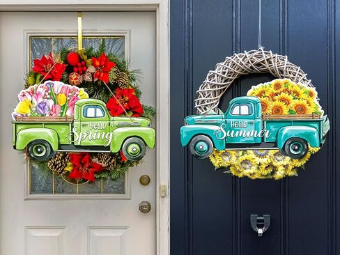 WaaHome Funny No Soliciting Sign for House, 11.3" Sunflower Family Friends & Deliveries Welcome Sign for Home Summer Front Door Wreath Wall Decorations, Farmhouse No Soliciting Sign for Home Decor in Saudi Arabia