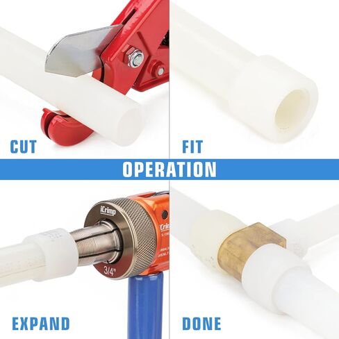 iCrimp F1960 PEX-a Expansion Tool with PEX Pipe Cutter & Expandder Heads(3/8'', 1/2'', 3/4'', 1'') for Expanding Uponor ProPex Type Expansion Rings in Kuwait