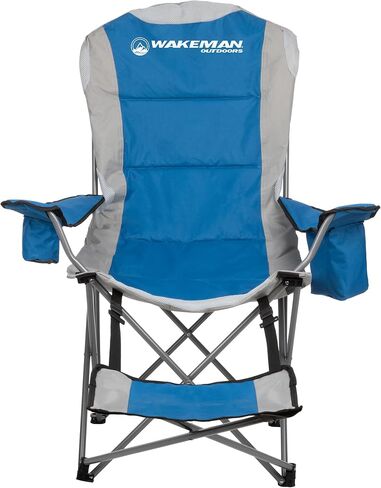 Wakeman Camping Chair with Foot Rest - 300lb Capacity Beach Chair with Footrest, Cupholder, and Cooler Pouch - Portable Chair Outdoors (Green) in Saudi Arabia