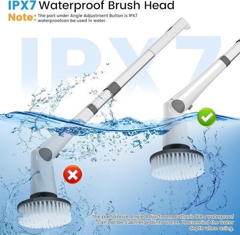 Electric Spin Scrubber, Cordless IPX7 Waterproof Power Spin Scrubber with Long Handle,101 lbs Torque Shower Scrubber with 9 Brush Heads, 2 Speed Mode 3 Adjustable Angles for Cleaning for Bathroom Tile in Saudi Arabia