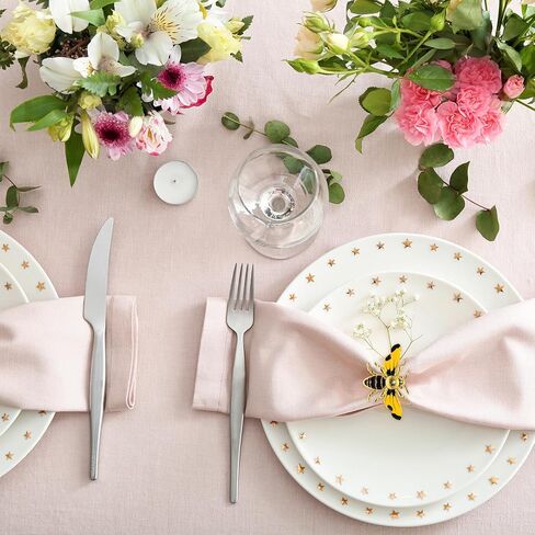 مجموعة حلقات مناديل النحل مكونة من 4 قطع، حوامل مناديل نحل العسل الصفراء، مشبك مناديل معدني ذهبي لتزيين الحفلات، طاولة الطعام، كل يوم، التجمعات العائلية (النحل اثنان) in Kuwait