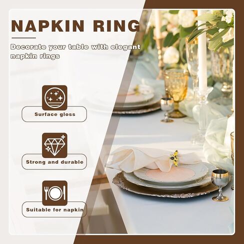 مجموعة حلقات مناديل النحل مكونة من 4 قطع، حوامل مناديل نحل العسل الصفراء، مشبك مناديل معدني ذهبي لتزيين الحفلات، طاولة الطعام، كل يوم، التجمعات العائلية (النحل اثنان) in Kuwait