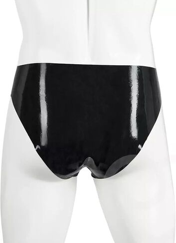 بوكسر رجالي من الجلد PVC من Panegy، سروال قصير مثير مثير مفتوح بين الرجلين وسحاب لامع غير لامع (الملصق L-5XL= US XS-2XL) in Kuwait