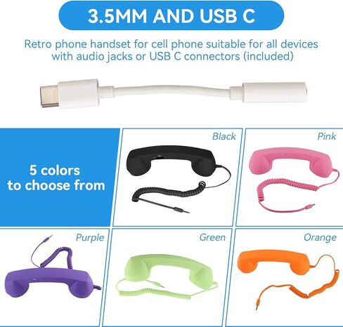 سماعة هاتف للهاتف المحمول، سماعة هاتف ريترو مع مقبس 3.5 ملم، جهاز استقبال للهاتف المحمول، سماعة هاتف قديمة، جهاز استقبال محمول للهاتف الخلوي (أرجواني) in Kuwait