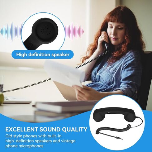 سماعة هاتف للهاتف المحمول، سماعة هاتف ريترو مع مقبس 3.5 ملم، جهاز استقبال للهاتف المحمول، سماعة هاتف قديمة، جهاز استقبال محمول للهاتف الخلوي (أرجواني) in Kuwait