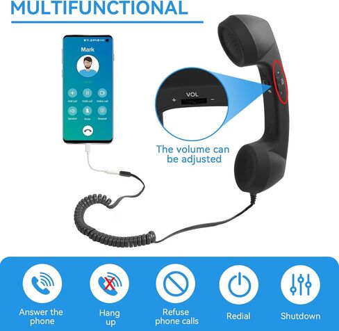 سماعة هاتف للهاتف المحمول، سماعة هاتف ريترو مع مقبس 3.5 ملم، جهاز استقبال للهاتف المحمول، سماعة هاتف قديمة، جهاز استقبال محمول للهاتف الخلوي (أرجواني) in Kuwait