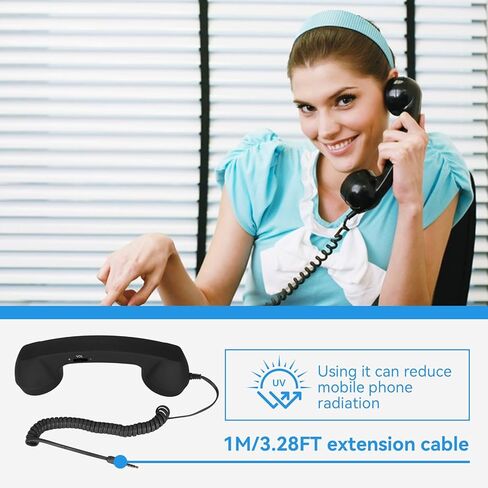 سماعة هاتف للهاتف المحمول، سماعة هاتف ريترو مع مقبس 3.5 ملم، جهاز استقبال للهاتف المحمول، سماعة هاتف قديمة، جهاز استقبال محمول للهاتف الخلوي (أرجواني) in Kuwait