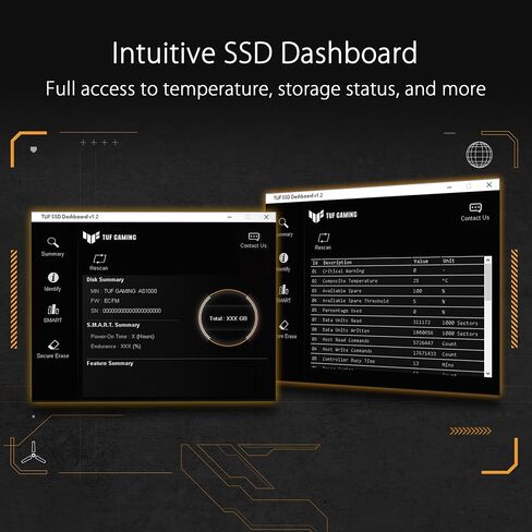 ASUS TUF Gaming AS1000 Plus —USB-C 3.2 Gen 2x2 Portable M.2 NVMe PCIe SSD 1 تيرابايت، سرعة تصل إلى 2000 ميجابايت/ثانية، مقاومة السقوط MIL-STD-810H، مقاومة الماء والغبار IP68، هيكل من سبائك الألومنيوم ووسادة حرارية in Saudi Arabia