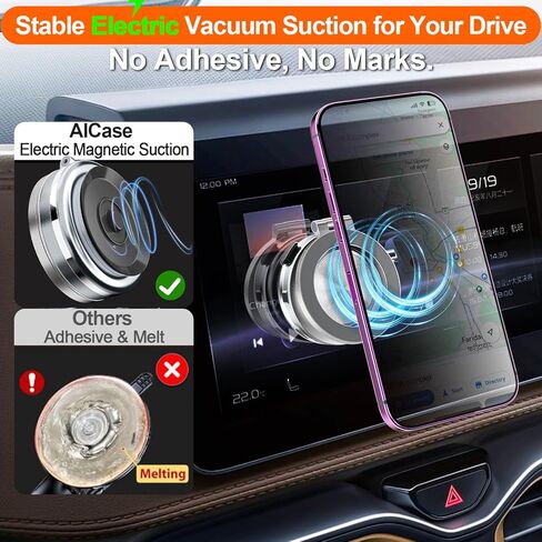 AICase Fall Car Electric Suction Cup Vacuum Magnetic Phone Holder, 360° Rotatable Compatible with MagSafe Magnet Strong Vacuum Suction Cell Phone Car Mount for iPhone & Android, Black in Saudi Arabia