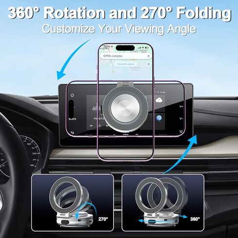 AICase Fall Car Electric Suction Cup Vacuum Magnetic Phone Holder, 360° Rotatable Compatible with MagSafe Magnet Strong Vacuum Suction Cell Phone Car Mount for iPhone & Android, Black in Saudi Arabia