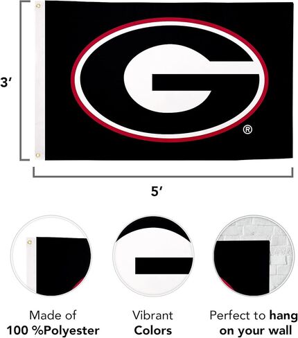 لافتات علم جامعة جورجيا لصبار الصحراء بولدوج UGA Dawgs أعلام 100% بوليستر للاستخدام الداخلي والخارجي 3x5 (تصميم 1) in Saudi Arabia