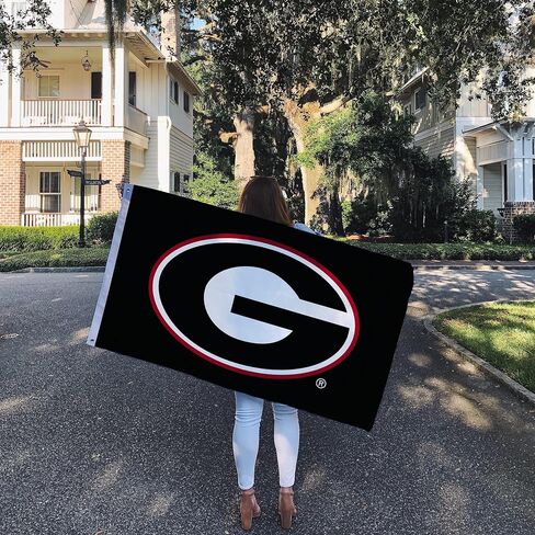 لافتات علم جامعة جورجيا لصبار الصحراء بولدوج UGA Dawgs أعلام 100% بوليستر للاستخدام الداخلي والخارجي 3x5 (تصميم 1) in Saudi Arabia