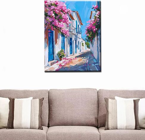 طلاء شلال فرويست بالأرقام، كابينة خشبية في مجموعة طلاء الخريف بالأرقام للبالغين، رسم المناظر الطبيعية الطبيعية للحرف الفنية لتزيين جدران المنزل بدون إطار 40.64 سم عرض × 50.8 سم ارتفاع in Kuwait