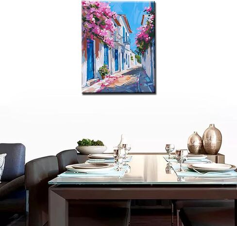 طلاء شلال فرويست بالأرقام، كابينة خشبية في مجموعة طلاء الخريف بالأرقام للبالغين، رسم المناظر الطبيعية الطبيعية للحرف الفنية لتزيين جدران المنزل بدون إطار 40.64 سم عرض × 50.8 سم ارتفاع in Kuwait