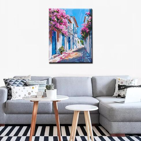 طلاء شلال فرويست بالأرقام، كابينة خشبية في مجموعة طلاء الخريف بالأرقام للبالغين، رسم المناظر الطبيعية الطبيعية للحرف الفنية لتزيين جدران المنزل بدون إطار 40.64 سم عرض × 50.8 سم ارتفاع in Kuwait