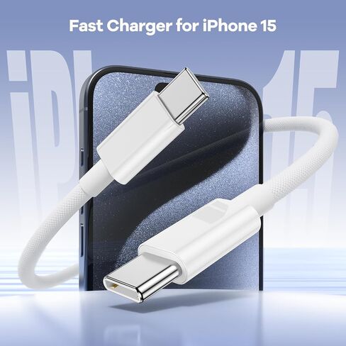كابل USB C إلى USB C بطول 3 أقدام لسلك شاحن Apple iPhone 16 15، 4 حزم كابل 60 وات C إلى C سلك شحن سريع لهاتف iPhone 16 15 Pro Plus Pro Max iPad Pro/Air MacBook Pro/Air، لهاتف Galaxy S24 S23-رمادي in Kuwait