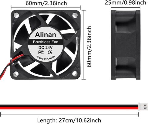 Alinan 4pcs 6025 60mm x 25mm 5V USB Dual Ball Bearings Brushless Fan 2Pin DC Cooling Exhaust Fan for Radiator DIY Air Exhaust Vent Cooling in Saudi Arabia