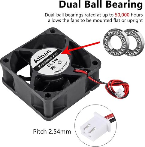 Alinan 4pcs 6025 60mm x 25mm 5V USB Dual Ball Bearings Brushless Fan 2Pin DC Cooling Exhaust Fan for Radiator DIY Air Exhaust Vent Cooling in Saudi Arabia