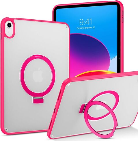 BENTOBEN for iPad 10th Generation Case with Invisible Foldable Kickstand Stand Ring Holder, Slim Thin Translucent Matte Shockproof Protective Cover for iPad 10th Gen 10.9 inch 2022 Release, Black in Kuwait