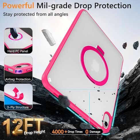 BENTOBEN for iPad 10th Generation Case with Invisible Foldable Kickstand Stand Ring Holder, Slim Thin Translucent Matte Shockproof Protective Cover for iPad 10th Gen 10.9 inch 2022 Release, Black in Kuwait