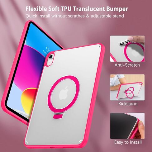 BENTOBEN for iPad 10th Generation Case with Invisible Foldable Kickstand Stand Ring Holder, Slim Thin Translucent Matte Shockproof Protective Cover for iPad 10th Gen 10.9 inch 2022 Release, Black in Kuwait