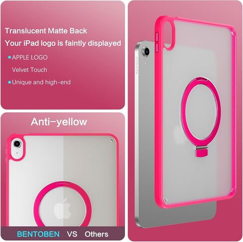 BENTOBEN for iPad 10th Generation Case with Invisible Foldable Kickstand Stand Ring Holder, Slim Thin Translucent Matte Shockproof Protective Cover for iPad 10th Gen 10.9 inch 2022 Release, Black in Kuwait