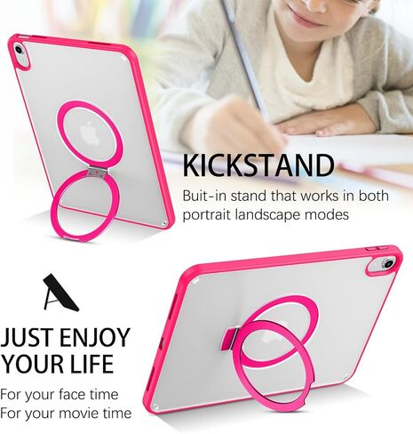 BENTOBEN for iPad 10th Generation Case with Invisible Foldable Kickstand Stand Ring Holder, Slim Thin Translucent Matte Shockproof Protective Cover for iPad 10th Gen 10.9 inch 2022 Release, Black in Kuwait