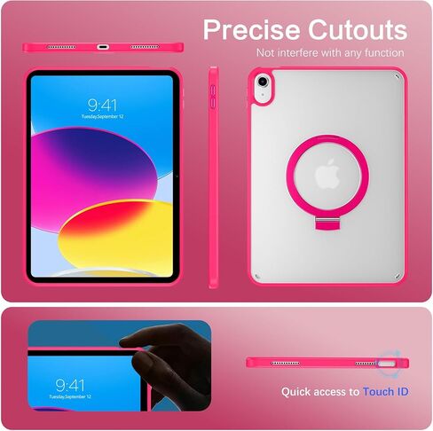 BENTOBEN for iPad 10th Generation Case with Invisible Foldable Kickstand Stand Ring Holder, Slim Thin Translucent Matte Shockproof Protective Cover for iPad 10th Gen 10.9 inch 2022 Release, Black in Kuwait