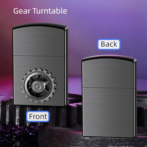 Mini Butane Torch Lighter, Vintage Soft Flame Lighter, Refillable Cool Lighters for Men, Smart Lighter with 4 Ignition Methods, Gear Turntable (Fuel Not Included) (Ice Coloured) in Kuwait