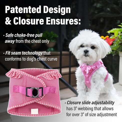 DOGGIE DESIGN American River Choke Free Harness - Pink Polka Dot (X-Small) in Saudi Arabia