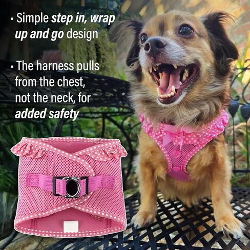 DOGGIE DESIGN American River Choke Free Harness - Pink Polka Dot (X-Small) in Saudi Arabia