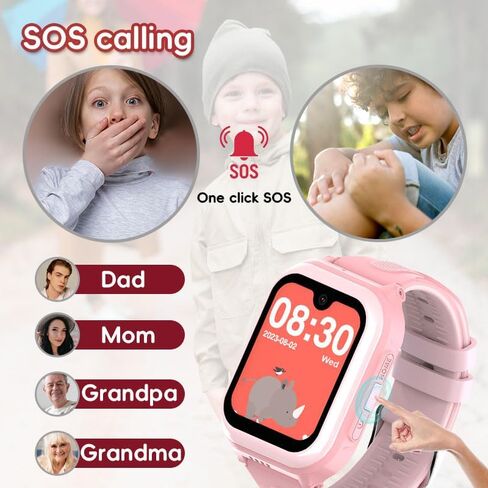 ساعة ذكية للأطفال 4G للأطفال مع تتبع نظام تحديد المواقع العالمي (GPS) وكاميرا واي فاي SOS وعد خطوات 2 طريقة للدردشة الصوتية ومكالمات الفيديو وبطاقة SIM متضمنة Amoled Kids ساعة ذكية للأولاد والبنات في المدارس in Kuwait
