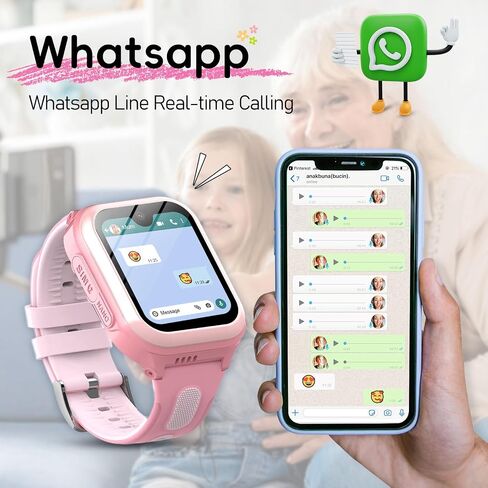 ساعة ذكية للأطفال 4G للأطفال مع تتبع نظام تحديد المواقع العالمي (GPS) وكاميرا واي فاي SOS وعد خطوات 2 طريقة للدردشة الصوتية ومكالمات الفيديو وبطاقة SIM متضمنة Amoled Kids ساعة ذكية للأولاد والبنات في المدارس in Kuwait