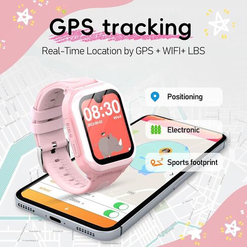 ساعة ذكية للأطفال 4G للأطفال مع تتبع نظام تحديد المواقع العالمي (GPS) وكاميرا واي فاي SOS وعد خطوات 2 طريقة للدردشة الصوتية ومكالمات الفيديو وبطاقة SIM متضمنة Amoled Kids ساعة ذكية للأولاد والبنات في المدارس in Kuwait