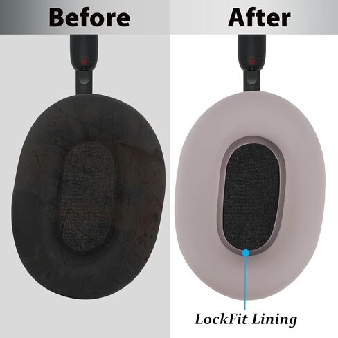 Adhiper Protective Earpad Covers for Sony WH-1000XM5, Upgraded Silicone Ear Covers for Sony WH-1000XM5 Wireless Headphones, Tight Fit, Sweatproof, Easily Washable - Black in Saudi Arabia