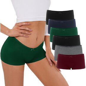 Uizuooy Boxers for Women Soft Stretch Boy Shorts Panties Seamless Underwear Cotton Sleep Shorts 6 Pack, 3901