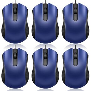 Tellegloww 6 Pcs Wired USB Computer Mouse Bulk 3 Button Corded Mouse Wired Mouse for Laptop Desktop Computer Mice for PC Office School Home Supplies, Black