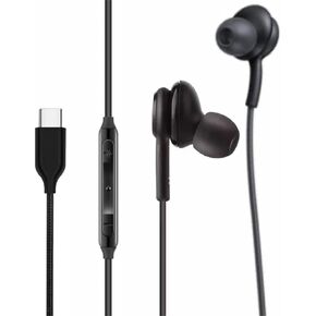 2025 New Earbuds Stereo Headphones for Samsung Galaxy Z Fold6 S24 S23 S22 S21 S20, Note 10, 10+ - Designed by AKG - with Microphone and Volume Remote Type-C Connector-Black