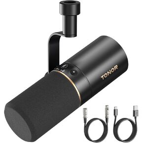 TONOR XLR/USB Gaming Microphone Kit, RGB Dynamic PC Mic for Streaming Podcasting with Low Profile Boom Arm, Metal Recording Mic with Gain Control, Mute, Monitoring for Mac Android Tablet PS4/5 TD520S+