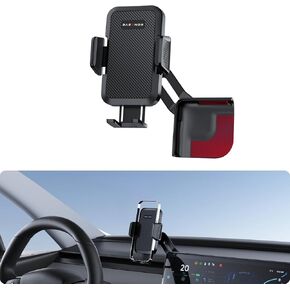 BASENOR Upgraded Tesla Phone Mount Holder [Big Phone Friendly] Model 3 Model Y Strong Adhesion 360° Swivel Cell Phone Stand Tesla Accessories Fit for All iPhone Android (Not Fit 2024 Model 3)