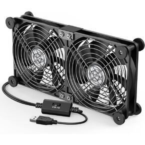 ELUTENG Computer Fan USB 40mm Dual Row 2 in 1 USB PC Fans with 3 Adjustable Speeds 6500RPM Electronics USB Cooling Fan with Black Metal Grid for Laptop TV Box Xbox AV Cabinet PS5 Router Projector