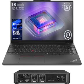 Lenovo ThinkPad E16 Business Laptop, 16" FHD+, Intel Core i7-1355U, 40GB RAM, 1TB SSD, Fingerprint, Backlit Keyboard, Wi-Fi 6, Windows 11 Pro, Bundle with Targus USB-C 100W Docking Station