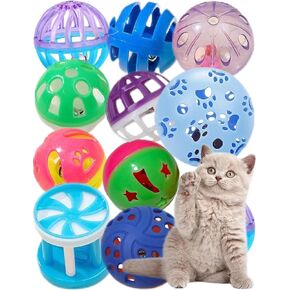 Cat Toys for Indoor Kittens Plastic Balls with Bells 10 Assorted Colors Ideal for Playtime Hunting Instinct Stimulation and Daily Exercise