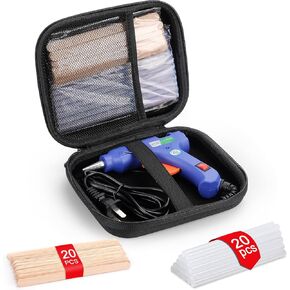 Glue gun and sticks set, Hot Melt Glue Gun Mini for Crafts with 20 Pcs Glue Sticks and 20 Wood Craft Sticks,Hot Mini Glue Guns with Hardshell Carrying Case for School DIY Arts, Craft