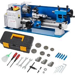 Metal Lathe, 9x24",110V 1100W Variable Speed 2500RPM Benchtop Metal Lathe, with 5 Inch 3-Jaw Chuck CNC Mini Lathe Machine, Precision Metal Working Lathe w/Tool Box Digital Display for Metal Turning