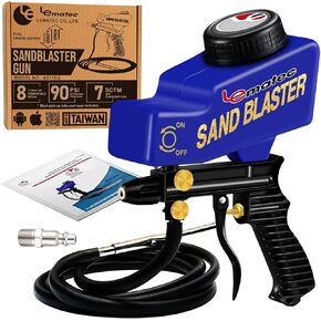 طقم مدفع Sandblaster المحمولة Le Lematec ، ضاغط الهواء الشرير ، مزيل الطلاء والرسم ، وسائل الإعلام الكاشطة ومكبر الصودا للمعادن والخشب والسيارات و DIY Surface Prep ، AS118-2C