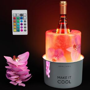 Berlinzo Wine Chiller Ice Mold Bucket - DIY Ice Mold Wine Bottle Cooler - Champagne Ice Bucket Mold with Floral Orchid Decorations - Wine and Champagne Chiller - Perfect Gift for Wine Enthusiasts